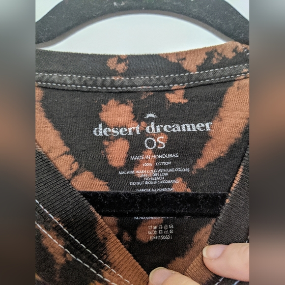 Desert Dreamer Oversized Tie Dye Tee Sun Moon Butterflies Black and Brown M/L - Picture 7 of 9